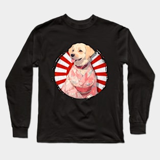 Cute Dog wearing a Kimono - Anime Shirt Long Sleeve T-Shirt